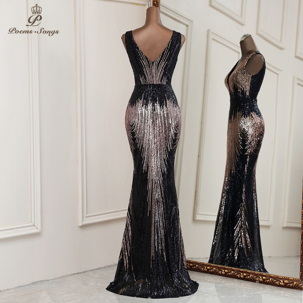 New Sexy deep V neck style mermaid evening dresses vestidos formales vestidos de fiesta robe de soiree de mariage - Mileina Shop