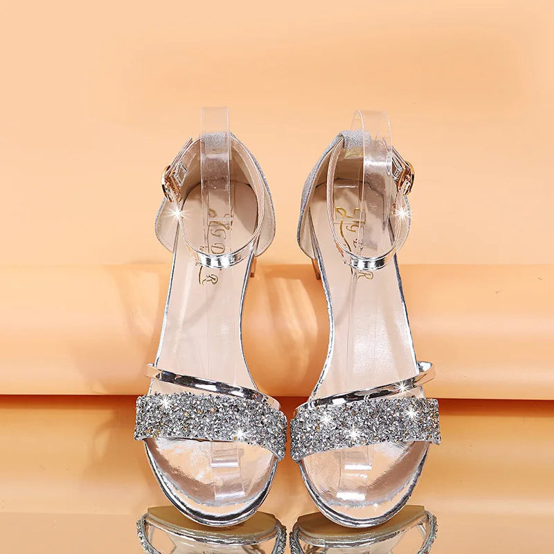Fashion Women's Sandals Gold and Silver Low Heel Casual