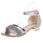 Fashion Women's Sandals Gold and Silver Low Heel Casual