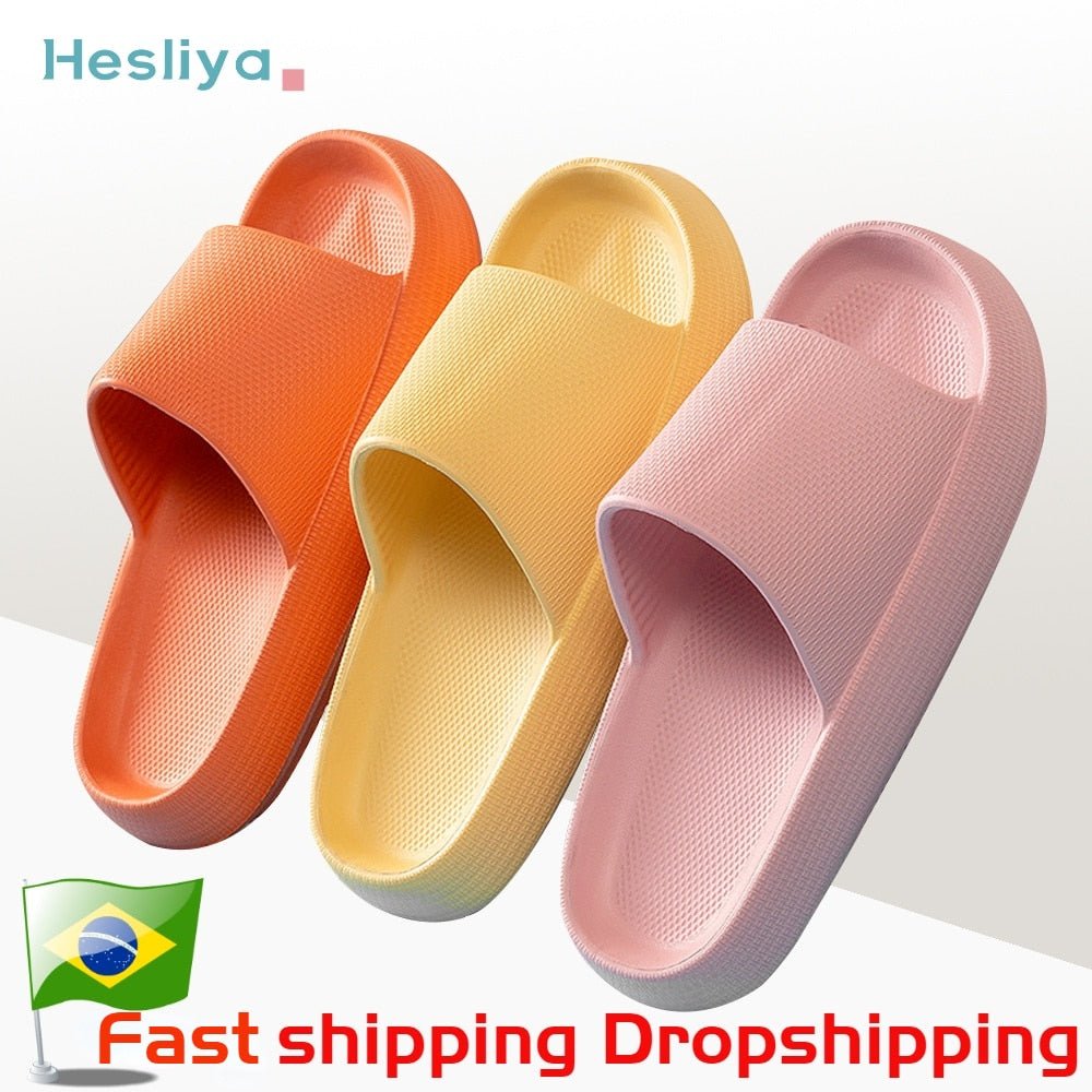 Thick Platform Slippers Cloud Slippers Non-slip EVA Soft Waterproof Women Sandals Damping Silent Bathroom Indoor Shoes for Women - Mileina Shop