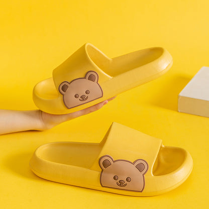Soft Summer Women Men Cartoon Thick Sole Slippers Non-Slip Indoor Outdoor Sandals Casual Flat Flip Flops Dissolving Ladies Shoes - Mileina Shop