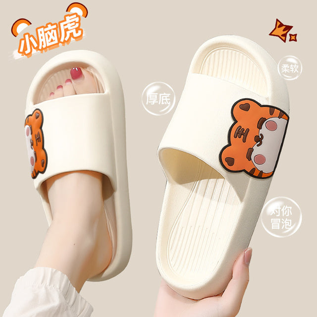 Soft Summer Women Men Cartoon Thick Sole Slippers Non-Slip Indoor Outdoor Sandals Casual Flat Flip Flops Dissolving Ladies Shoes - Mileina Shop