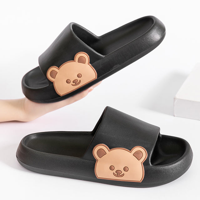 Soft Summer Women Men Cartoon Thick Sole Slippers Non-Slip Indoor Outdoor Sandals Casual Flat Flip Flops Dissolving Ladies Shoes - Mileina Shop