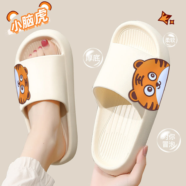 Soft Summer Women Men Cartoon Thick Sole Slippers Non-Slip Indoor Outdoor Sandals Casual Flat Flip Flops Dissolving Ladies Shoes - Mileina Shop