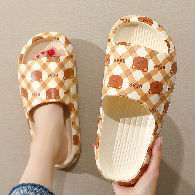 Soft Summer Women Men Cartoon Thick Sole Slippers Non-Slip Indoor Outdoor Sandals Casual Flat Flip Flops Dissolving Ladies Shoes - Mileina Shop