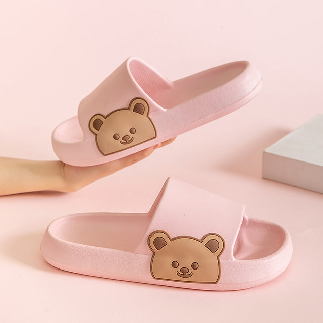 Soft Summer Women Men Cartoon Thick Sole Slippers Non-Slip Indoor Outdoor Sandals Casual Flat Flip Flops Dissolving Ladies Shoes - Mileina Shop