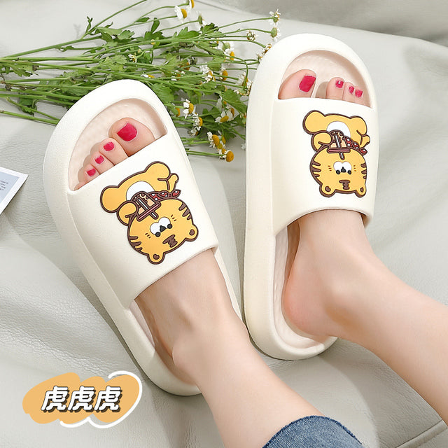 Soft Summer Women Men Cartoon Thick Sole Slippers Non-Slip Indoor Outdoor Sandals Casual Flat Flip Flops Dissolving Ladies Shoes - Mileina Shop