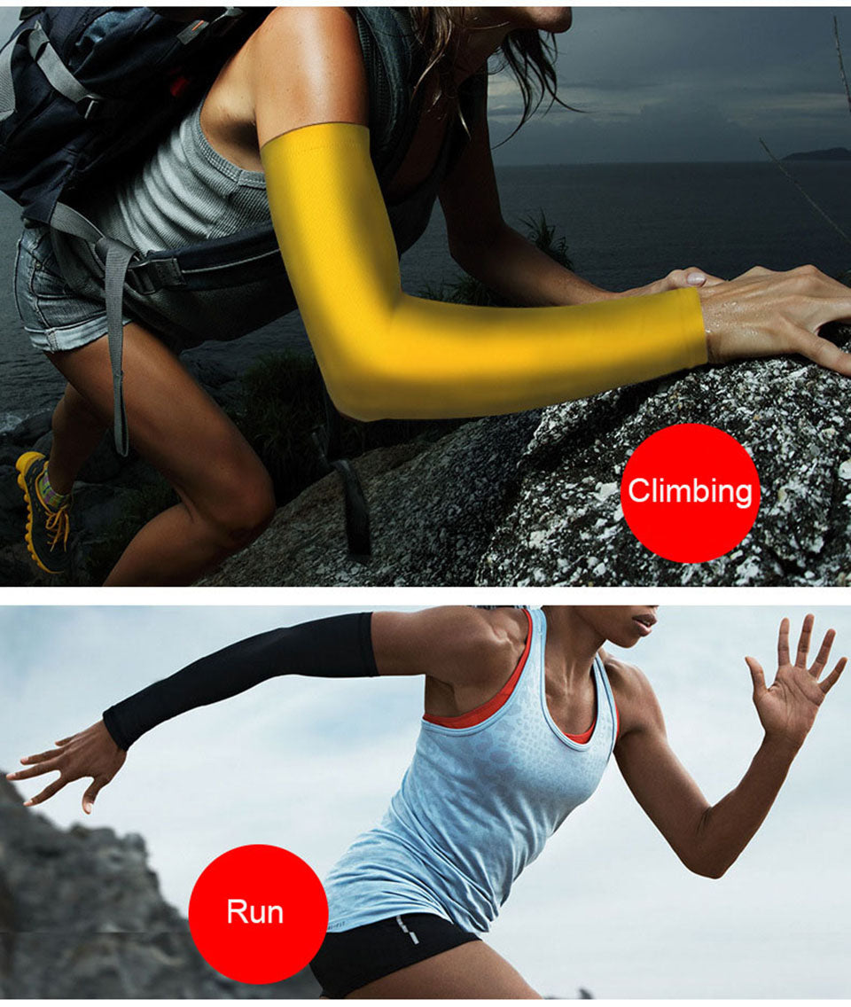 Men Breathable Quick Dry UV Protection Running Arm Sleeves/ Elbow Pad Fitness - Mileina Shop