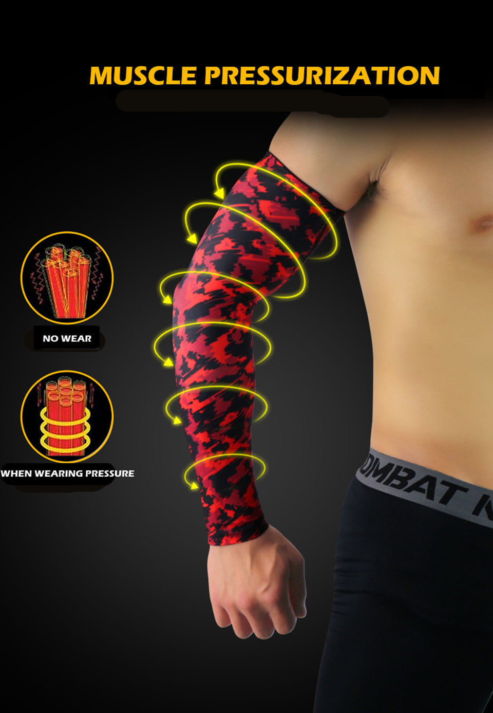 Men Breathable Quick Dry UV Protection Running Arm Sleeves/ Elbow Pad Fitness - Mileina Shop