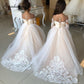 Puffy Tulle Lace Ball Gown Flower Girl Dresses Long Sleeve Girl Princess Dress Illusion Girl Wedding Party Dress First Communion - Mileina Shop