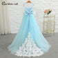 Puffy Tulle Lace Ball Gown Flower Girl Dresses Long Sleeve Girl Princess Dress Illusion Girl Wedding Party Dress First Communion - Mileina Shop