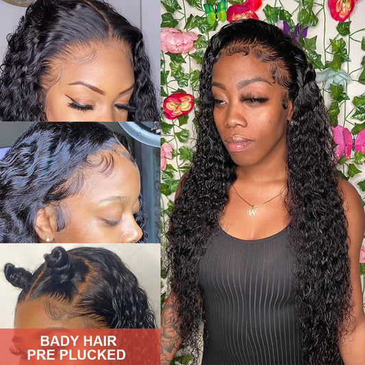 Water Wave 30-34 Lace Front Wig Full Lace Front Human Hair Wigs For Black Women - Mileina Shop