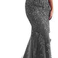 Off the Shoulder Long Mermaid Evening Dresses Lace abiti da sera Applique Robe De Soiree longue Formal Gowns abiye gece elbisesi - Mileina Shop