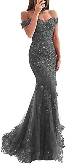 Off the Shoulder Long Mermaid Evening Dresses Lace abiti da sera Applique Robe De Soiree longue Formal Gowns abiye gece elbisesi - Mileina Shop