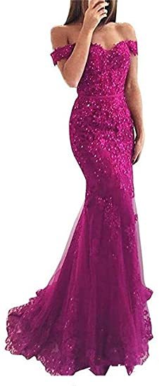 Off the Shoulder Long Mermaid Evening Dresses Lace abiti da sera Applique Robe De Soiree longue Formal Gowns abiye gece elbisesi - Mileina Shop