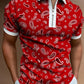 New Summer High Quality Men Polo Shirts High Street Print Casual Short Sleeve Mens Shirts Turn-Down Collar Zipper Polo Shirt Men - Mileina Shop
