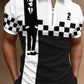 New Summer High Quality Men Polo Shirts High Street Print Casual Short Sleeve Mens Shirts Turn-Down Collar Zipper Polo Shirt Men - Mileina Shop