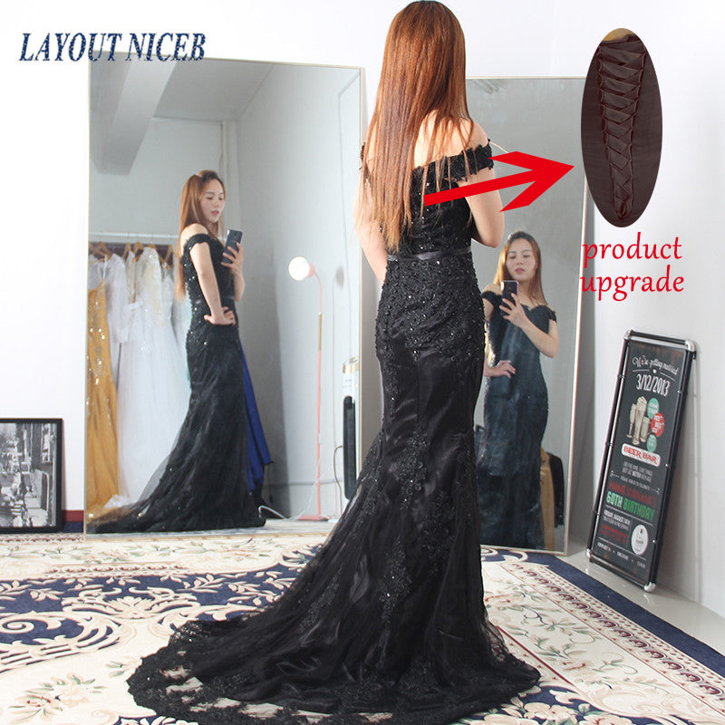 Off the Shoulder Long Mermaid Evening Dresses Lace abiti da sera Applique Robe De Soiree longue Formal Gowns abiye gece elbisesi - Mileina Shop