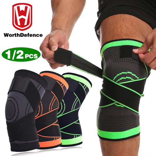 Worthdefence 1/2 PCS Knee Pads Braces Sports Support Kneepad Men Women for Arthritis Joints Protector Fitness Compression Sleeve - Mileina Shop