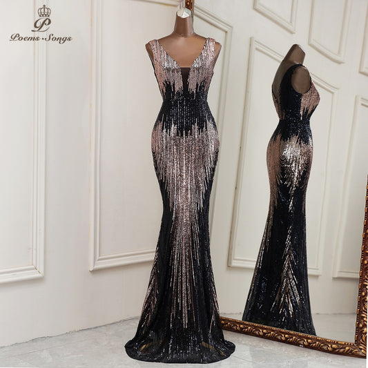 New Sexy deep V neck style mermaid evening dresses vestidos formales vestidos de fiesta robe de soiree de mariage - Mileina Shop