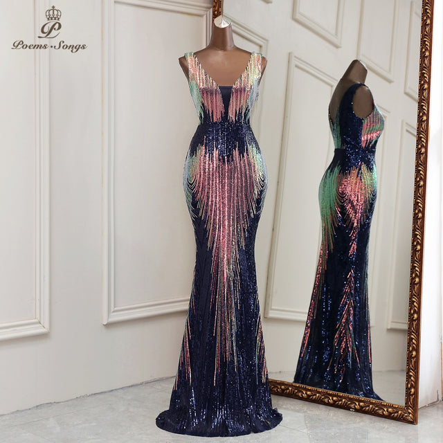 New Sexy deep V neck style mermaid evening dresses vestidos formales vestidos de fiesta robe de soiree de mariage - Mileina Shop
