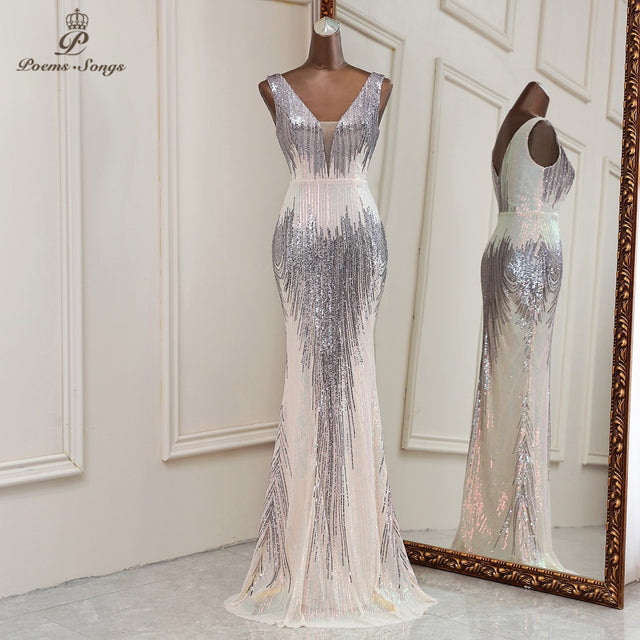 New Sexy deep V neck style mermaid evening dresses vestidos formales vestidos de fiesta robe de soiree de mariage - Mileina Shop