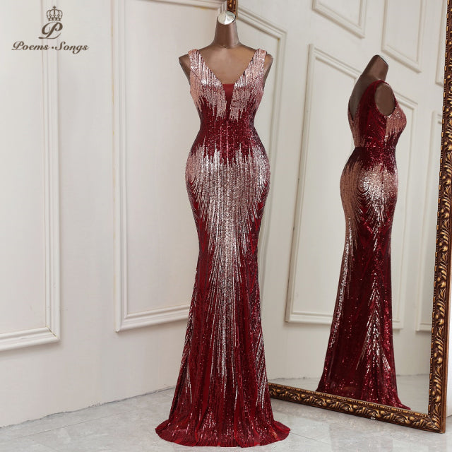New Sexy deep V neck style mermaid evening dresses vestidos formales vestidos de fiesta robe de soiree de mariage - Mileina Shop