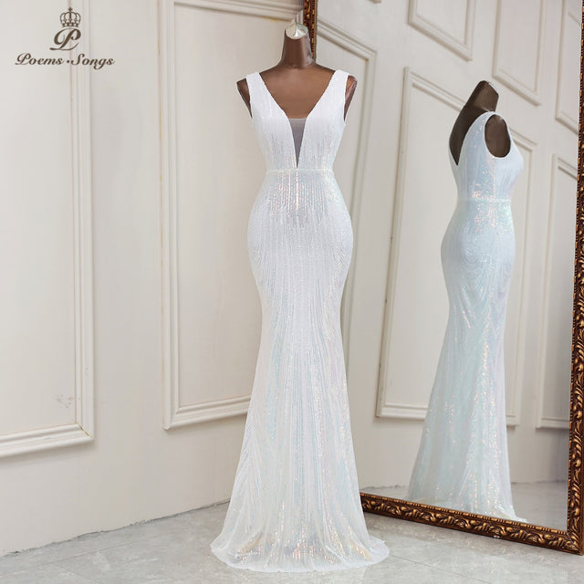 New Sexy deep V neck style mermaid evening dresses vestidos formales vestidos de fiesta robe de soiree de mariage - Mileina Shop