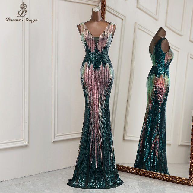 New Sexy deep V neck style mermaid evening dresses vestidos formales vestidos de fiesta robe de soiree de mariage - Mileina Shop